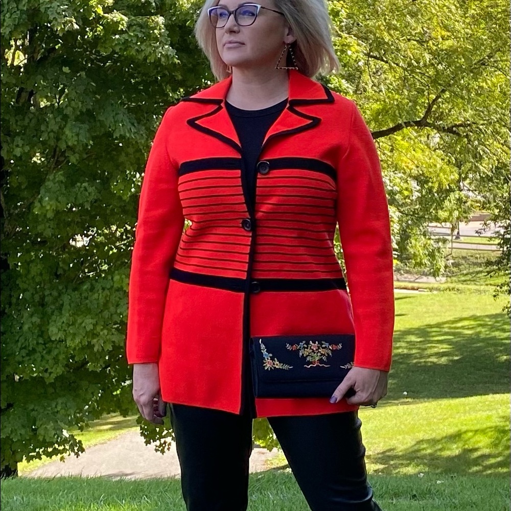 Vintage Red and Black Cardigan